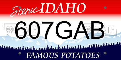 607GAB Idaho License Plate