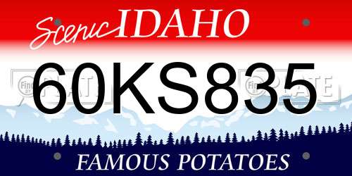 60KS835 Idaho License Plate