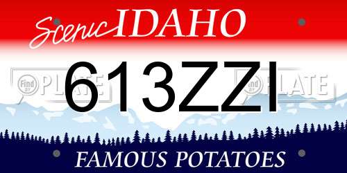 613ZZI Idaho License Plate