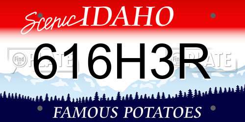 616H3R Idaho License Plate