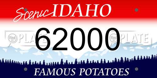 62000 Idaho License Plate