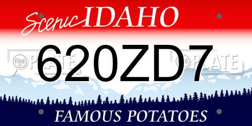 620ZD7 Idaho License Plate