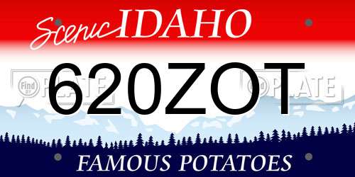 620ZOT Idaho License Plate