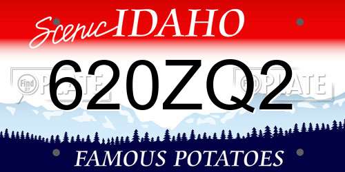 620ZQ2 Idaho License Plate