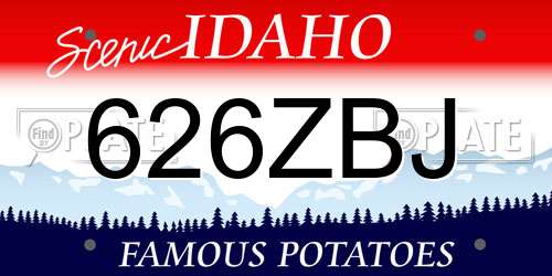 626ZBJ Idaho License Plate