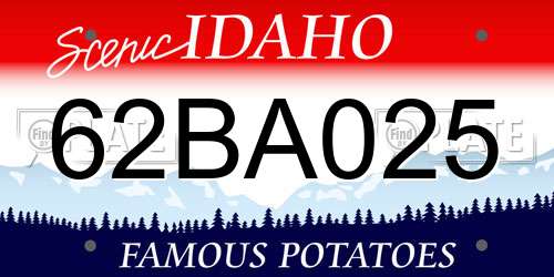 62BA025 Idaho License Plate