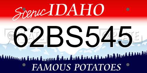 62BS545 Idaho License Plate