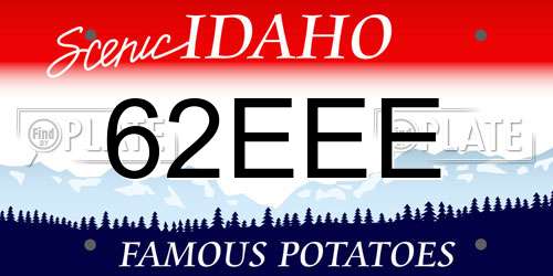 62EEE Idaho License Plate