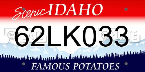 62LK033 Idaho License Plate