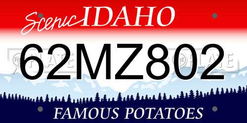 62MZ802 Idaho License Plate