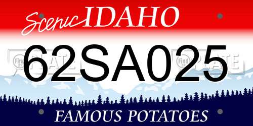 62SA025 Idaho License Plate