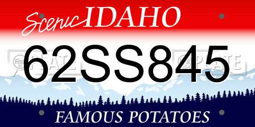 62SS845 Idaho License Plate