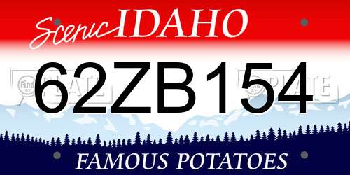 62ZB154 Idaho License Plate