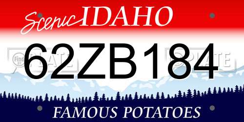 62ZB184 Idaho License Plate