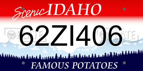 62ZI406 Idaho License Plate
