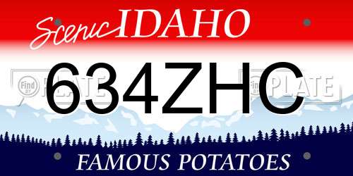 634ZHC Idaho License Plate