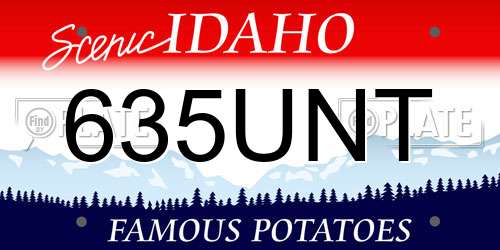 635UNT Idaho License Plate