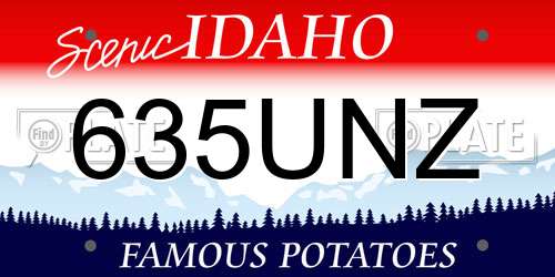 635UNZ Idaho License Plate