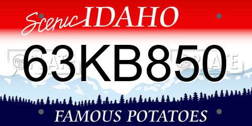 63KB850 Idaho License Plate