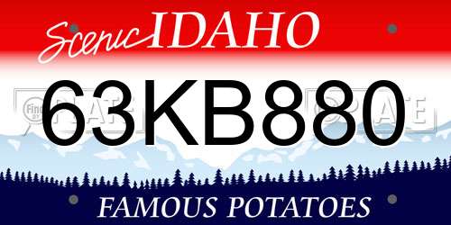 63KB880 Idaho License Plate