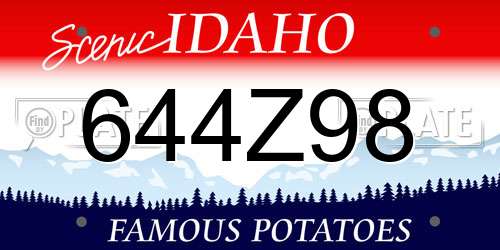 644Z98 Idaho License Plate