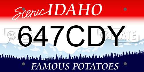 647CDY Idaho License Plate