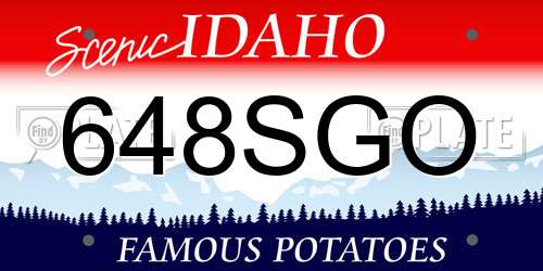 648SGO Idaho License Plate
