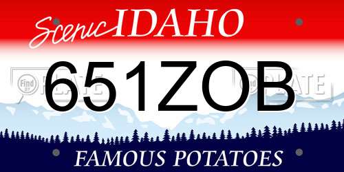 651ZOB Idaho License Plate