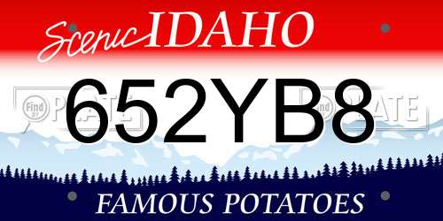 652YB8 Idaho License Plate