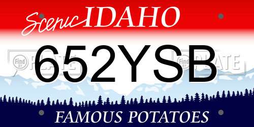 652YSB Idaho License Plate