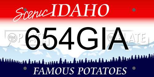 654GIA Idaho License Plate