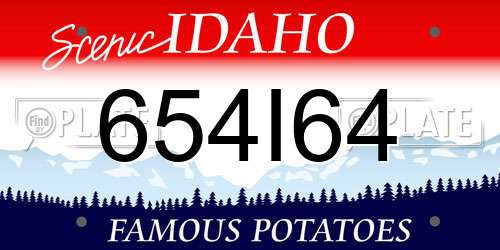 654I64 Idaho License Plate