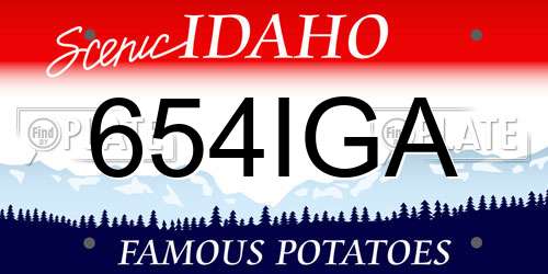 654IGA Idaho License Plate