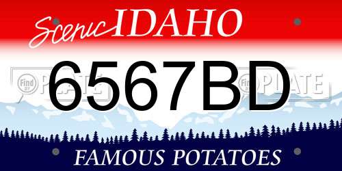 6567BD Idaho License Plate