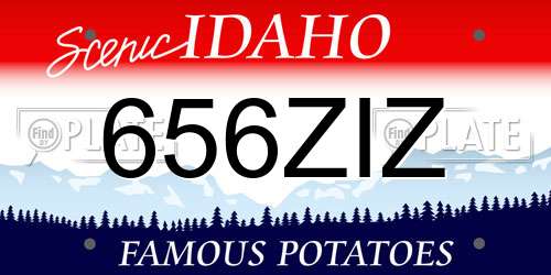 656ZIZ Idaho License Plate