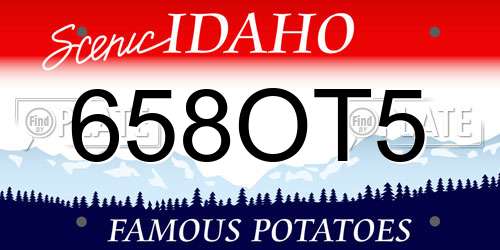 658OT5 Idaho License Plate