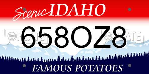 658OZ8 Idaho License Plate