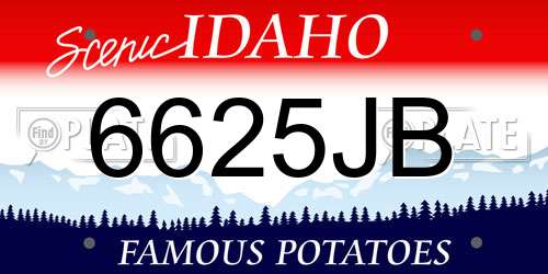 6625JB Idaho License Plate