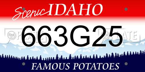 663G25 Idaho License Plate