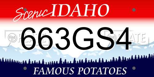 663GS4 Idaho License Plate
