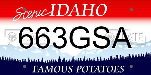 663GSA Idaho License Plate