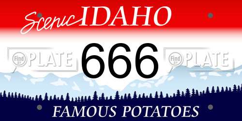 666 Idaho License Plate