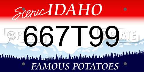 667T99 Idaho License Plate