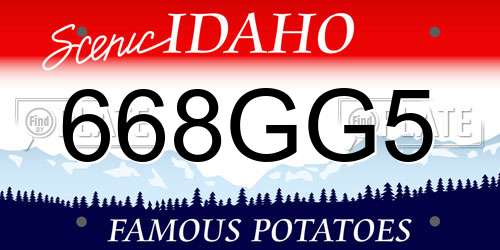 668GG5 Idaho License Plate