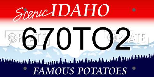 670TO2 Idaho License Plate