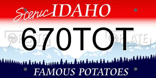 670TOT Idaho License Plate