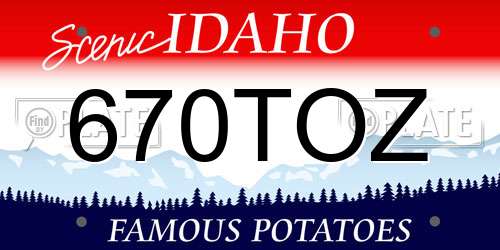 670TOZ Idaho License Plate