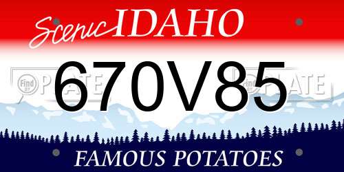 670V85 Idaho License Plate