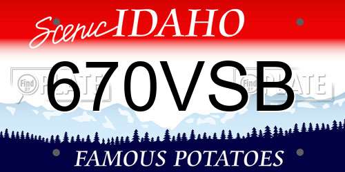 670VSB Idaho License Plate