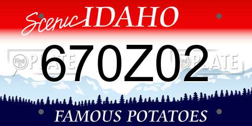 670Z02 Idaho License Plate